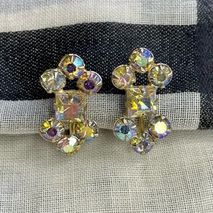 Vintage Aurora Borealis Rhinestone Earrings